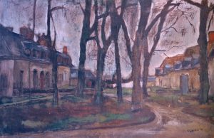 Marolles - Les communs du château de Pezay– Huile de Jean Touret – 1950