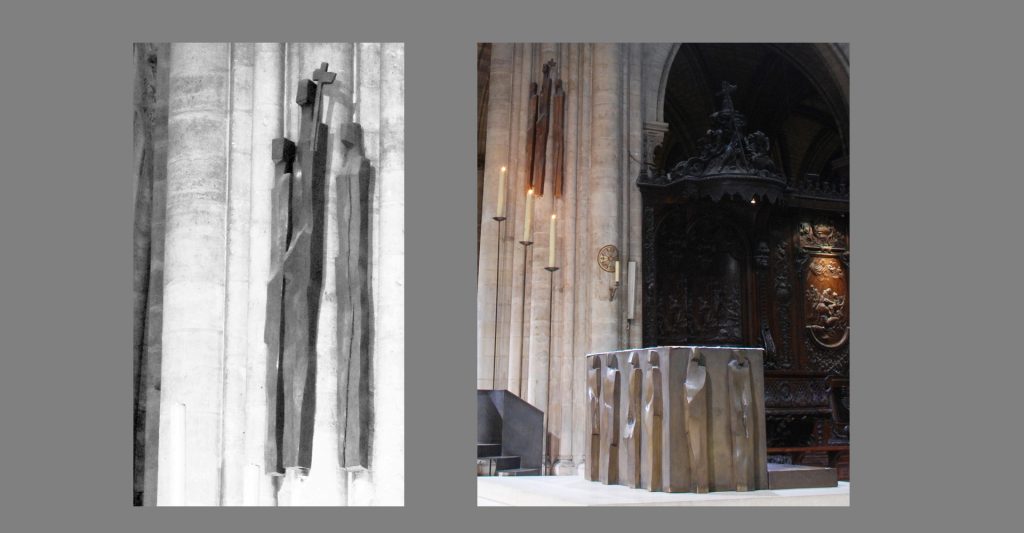 Notre Dame de Paris – « Les trois Hiérarques » au dessus de l’Autel – Œuvres de JeanTouret – Aménagement par Jean-Marie Duthilleul en 2004